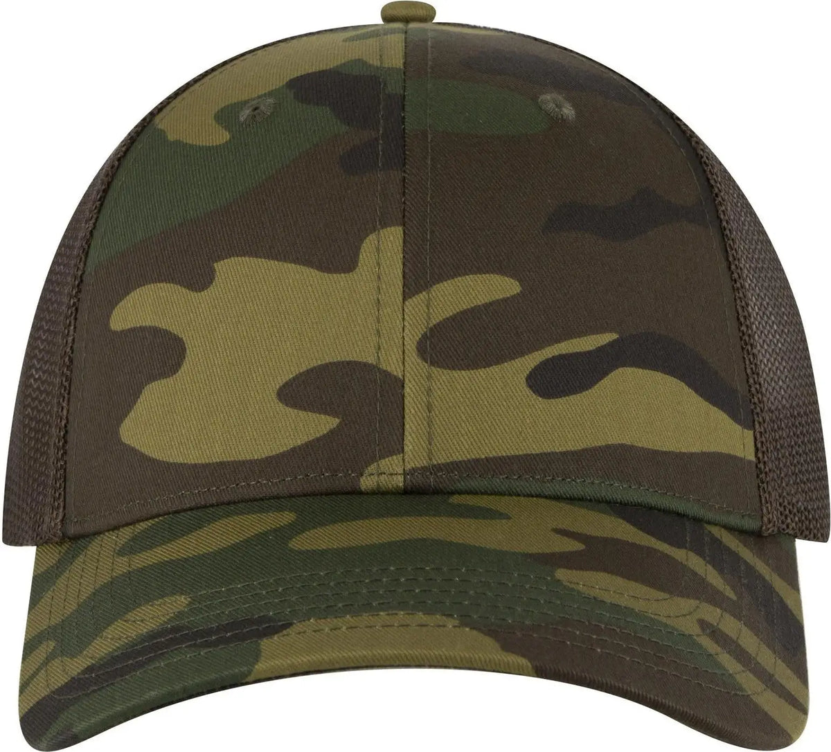 Otto 105-1247 Camouflage 6 Panel Low Profile Mesh Back Trucker Cap - Dk.grn/brn/dk.brn - 1/2’’ - 7 5/8’’