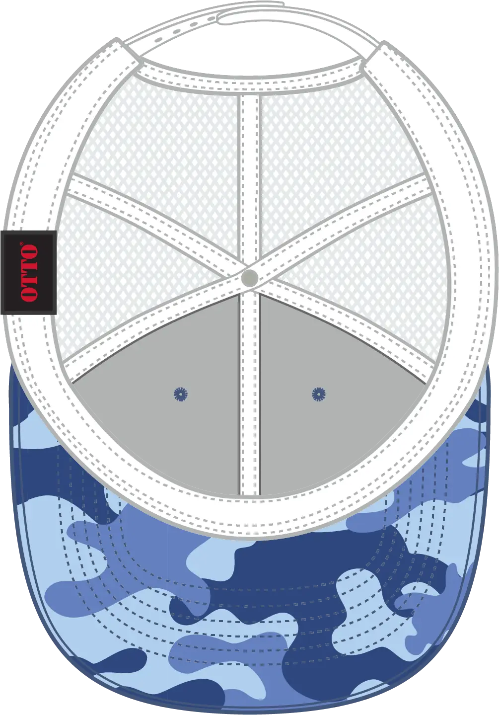 Otto 105-1247 Camouflage 6 Panel Low Profile Mesh Back Trucker Cap - Aqu/lk.blu/wht - 1/2’’ - 7 5/8’’