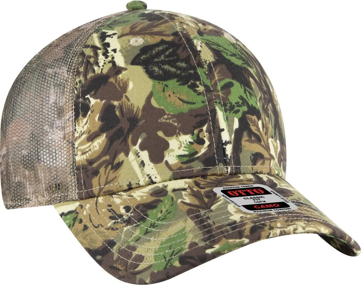 Otto 105-1247 Camouflage 6 Panel Low Profile Mesh Back Trucker Cap - Lt.lod/brn/kly - 1/2’’ - 7 5/8’’