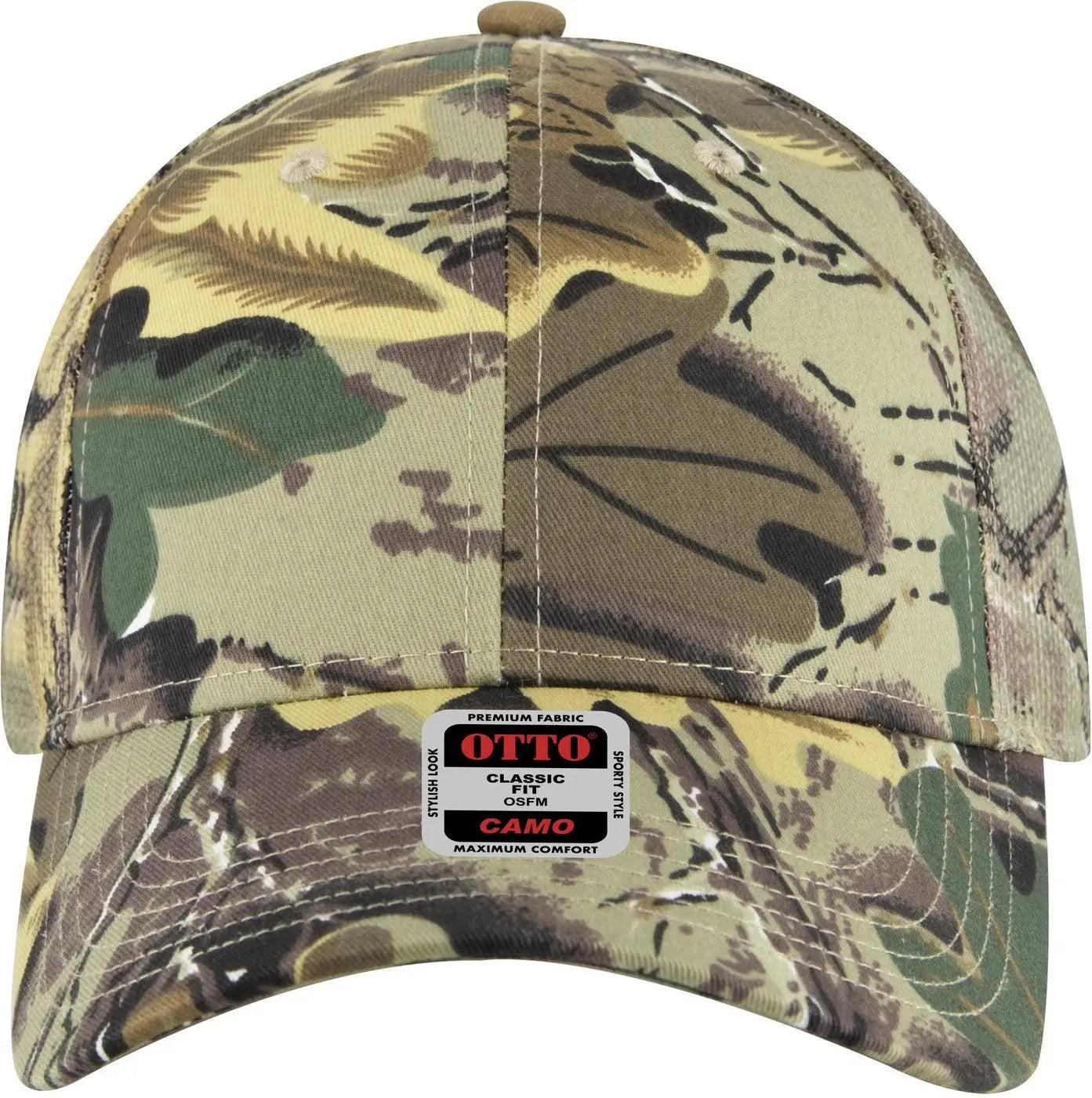 Otto 105-1247 Camouflage 6 Panel Low Profile Mesh Back Trucker Cap - Kha/brn/lt.ol.grn - 1/2’’ - 7 5/8’’