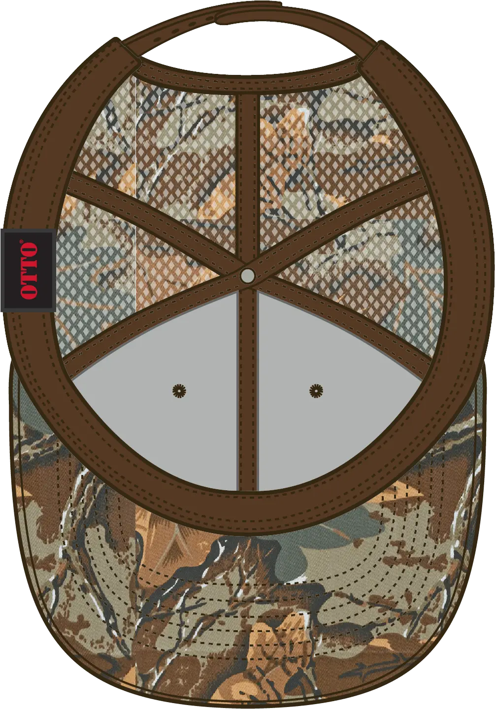 Otto 105-1247 Camouflage 6 Panel Low Profile Mesh Back Trucker Cap - Kha/brn/lt.ol.grn - 1/2’’ - 7 5/8’’