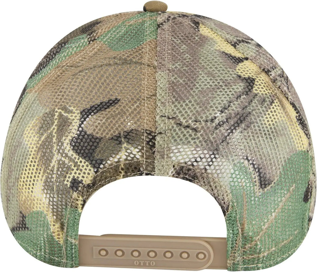 Otto 105-1247 Camouflage 6 Panel Low Profile Mesh Back Trucker Cap - Kha/brn/lt.ol.grn - 1/2’’ - 7 5/8’’