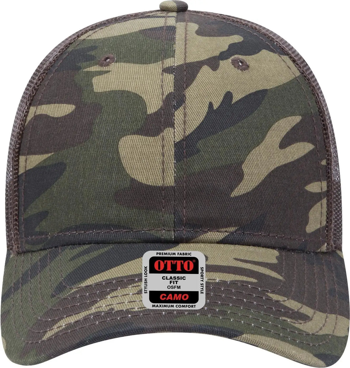 Otto 105-1247 Camouflage 6 Panel Low Profile Mesh Back Trucker Cap - Camo/brownmesh - 1/2’’ - 7 5/8’’