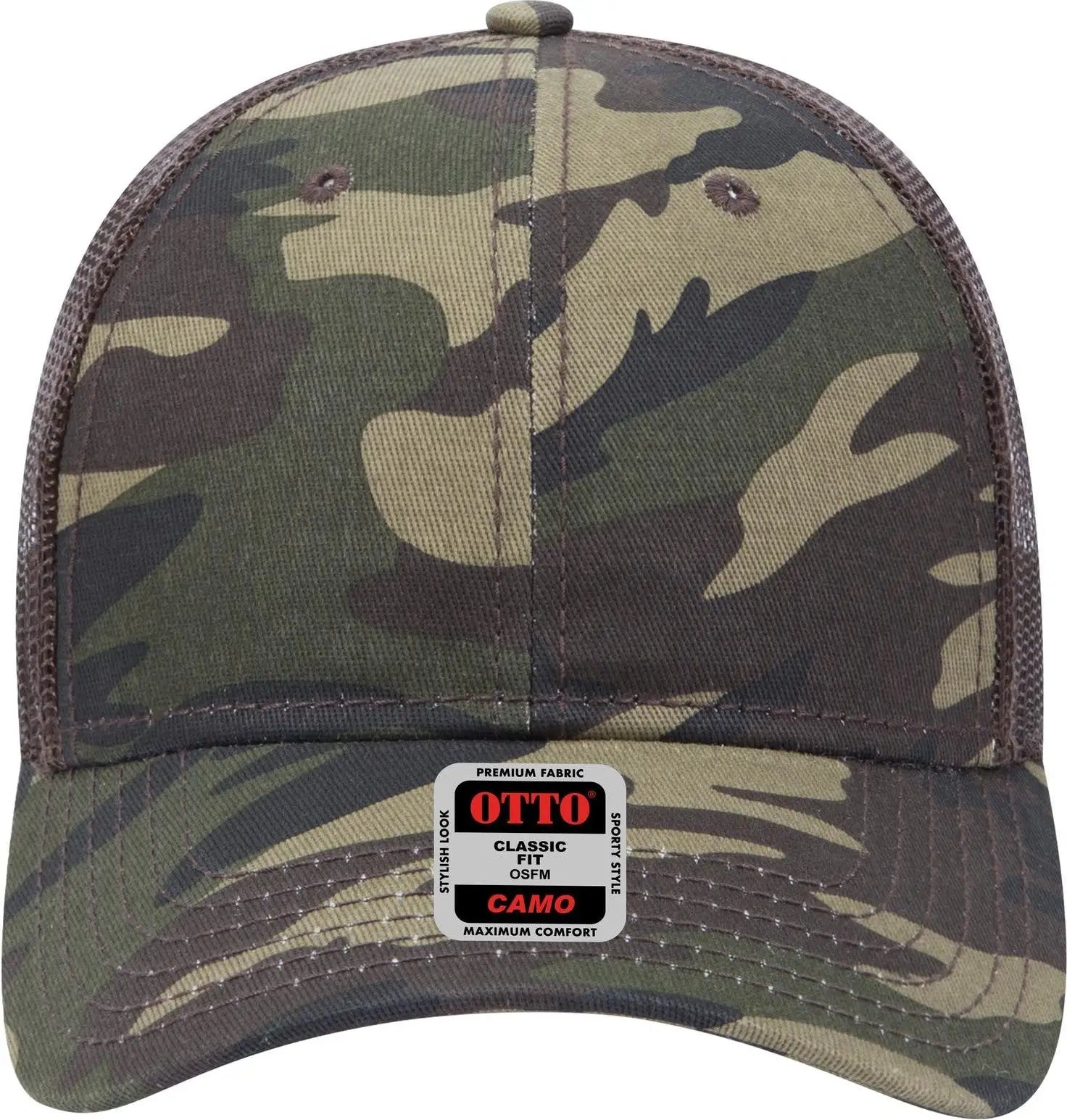 Otto 105-1247 Camouflage 6 Panel Low Profile Mesh Back Trucker Cap - Camo/brownmesh - 1/2’’ - 7 5/8’’