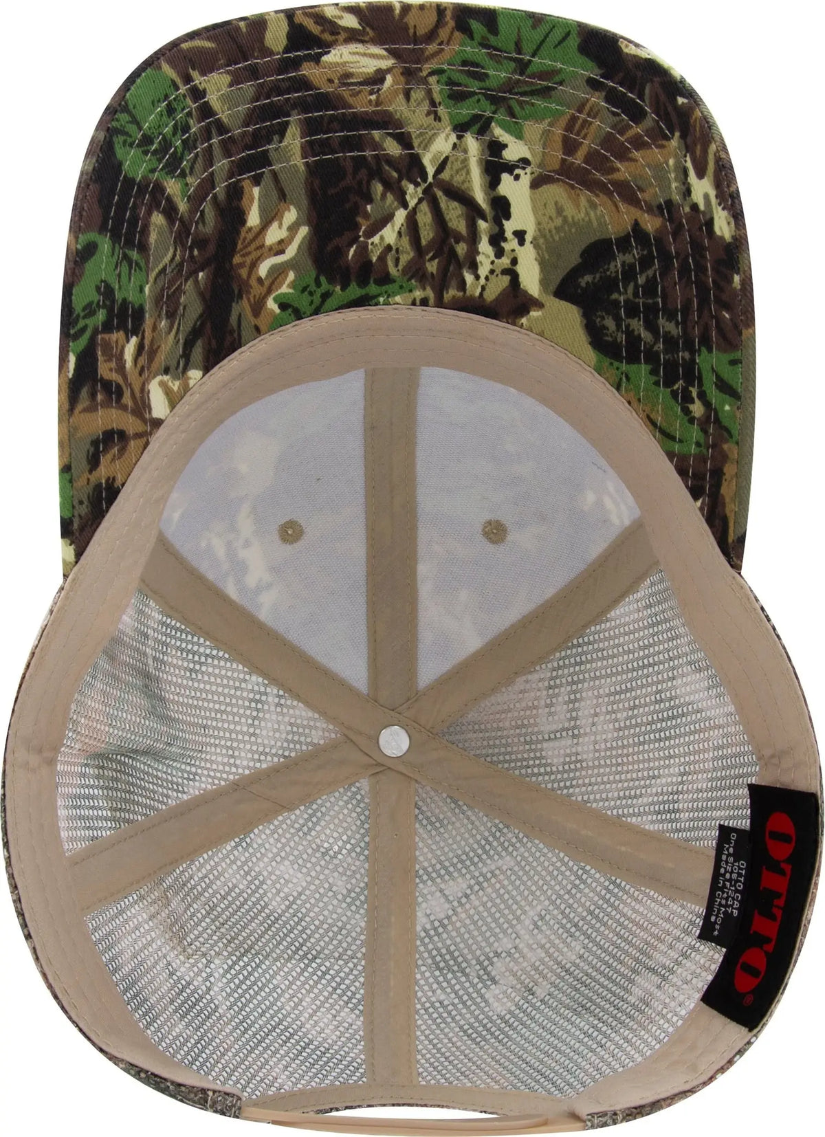 Otto 105-1247 Camouflage 6 Panel Low Profile Mesh Back Trucker Cap - Lt.lod/brn/kly - 1/2’’ - 7 5/8’’