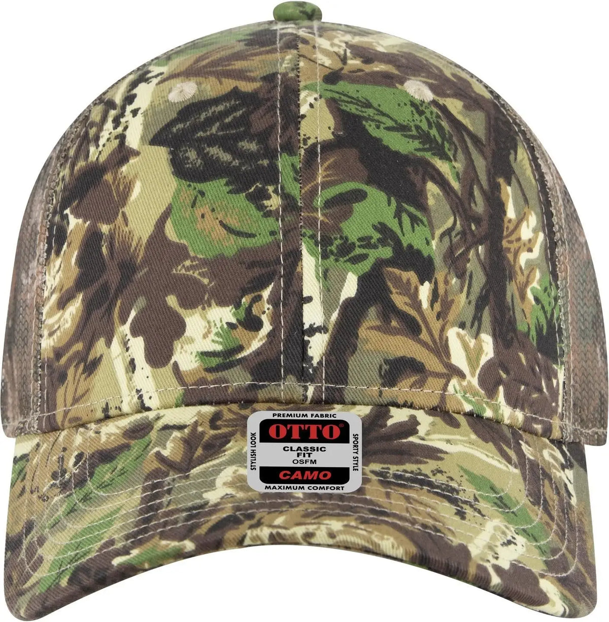 Otto 105-1247 Camouflage 6 Panel Low Profile Mesh Back Trucker Cap - Lt.lod/brn/kly - 1/2’’ - 7 5/8’’