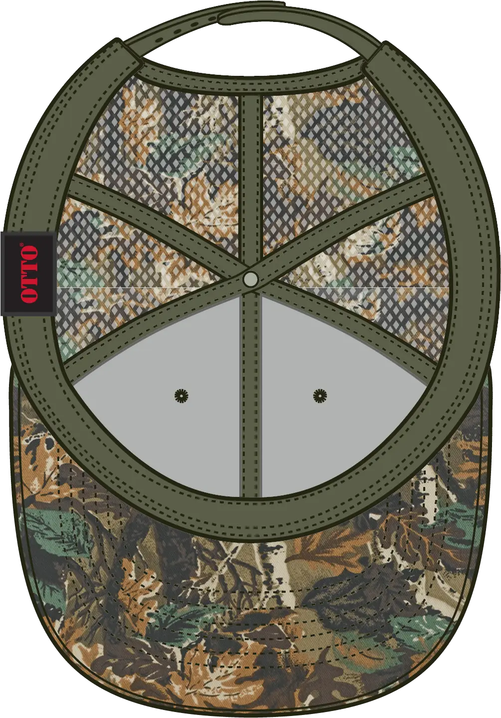 Otto 105-1247 Camouflage 6 Panel Low Profile Mesh Back Trucker Cap - Lt.lod/brn/kly - 1/2’’ - 7 5/8’’