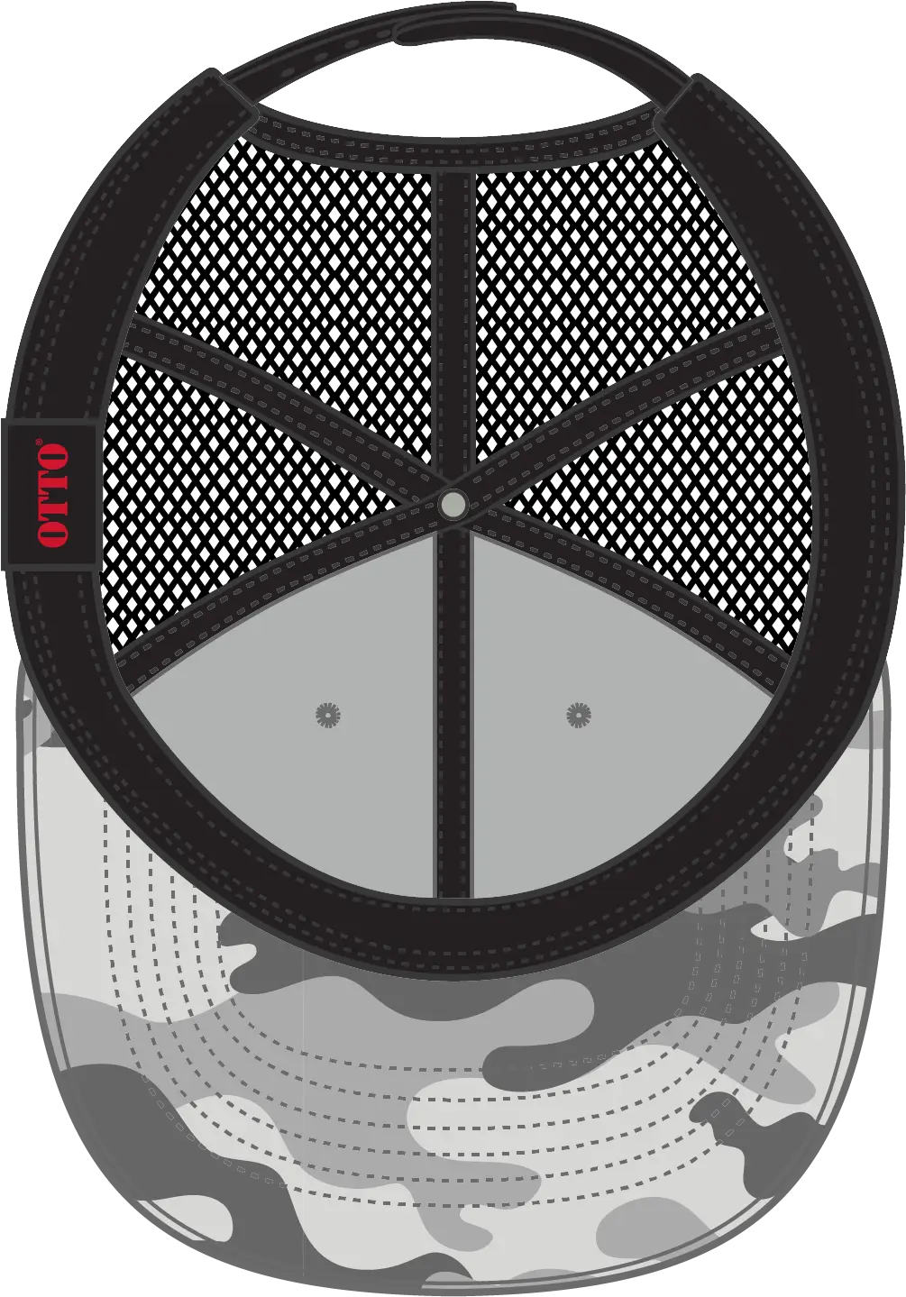 Otto 105-1247 Camouflage 6 Panel Low Profile Mesh Back Trucker Cap - St.gry/gry/blk - 1/2’’ - 7 5/8’’