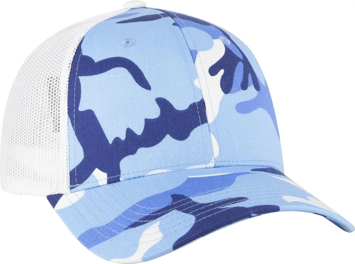 Otto 105-1247 Camouflage 6 Panel Low Profile Mesh Back Trucker Cap - Aqu/lk.blu/wht - 1/2’’ - 7 5/8’’