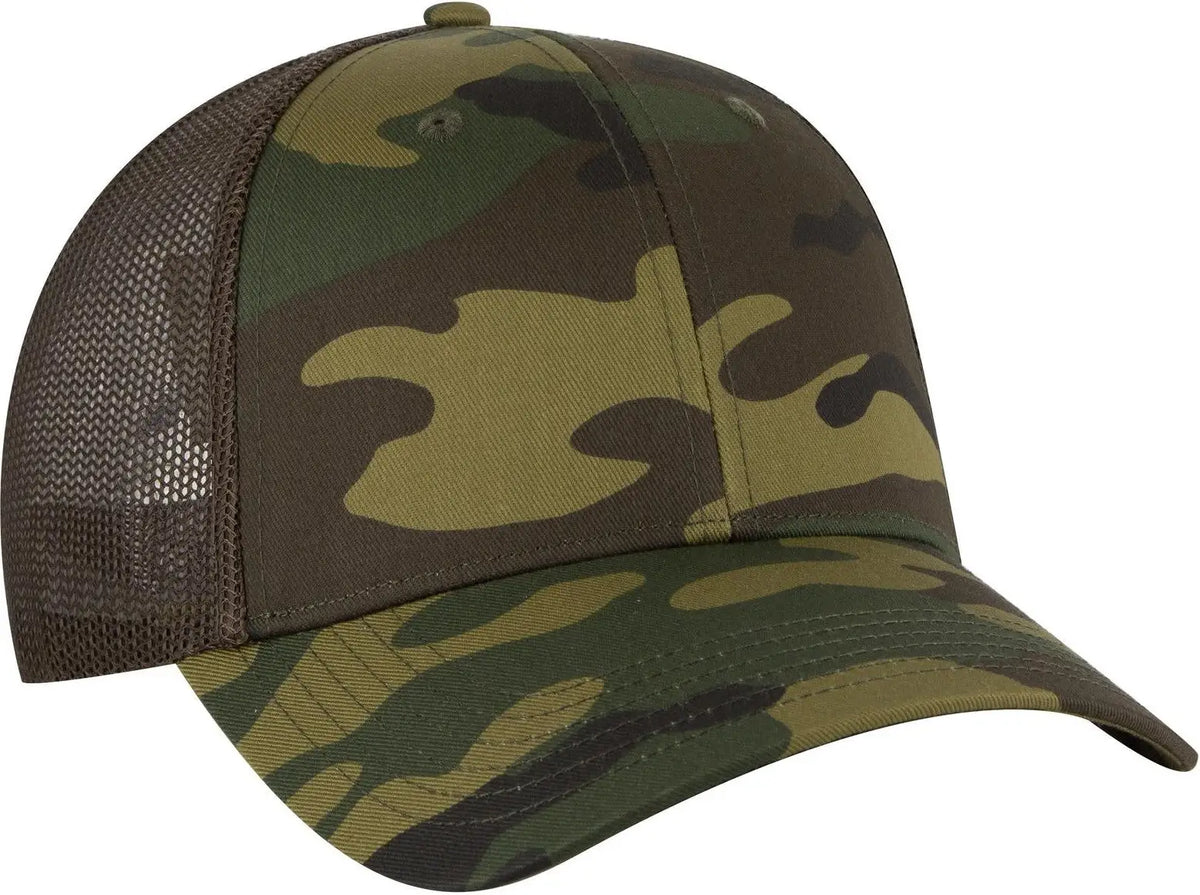 Otto 105-1247 Camouflage 6 Panel Low Profile Mesh Back Trucker Cap - Dk.grn/brn/dk.brn - 1/2’’ - 7 5/8’’