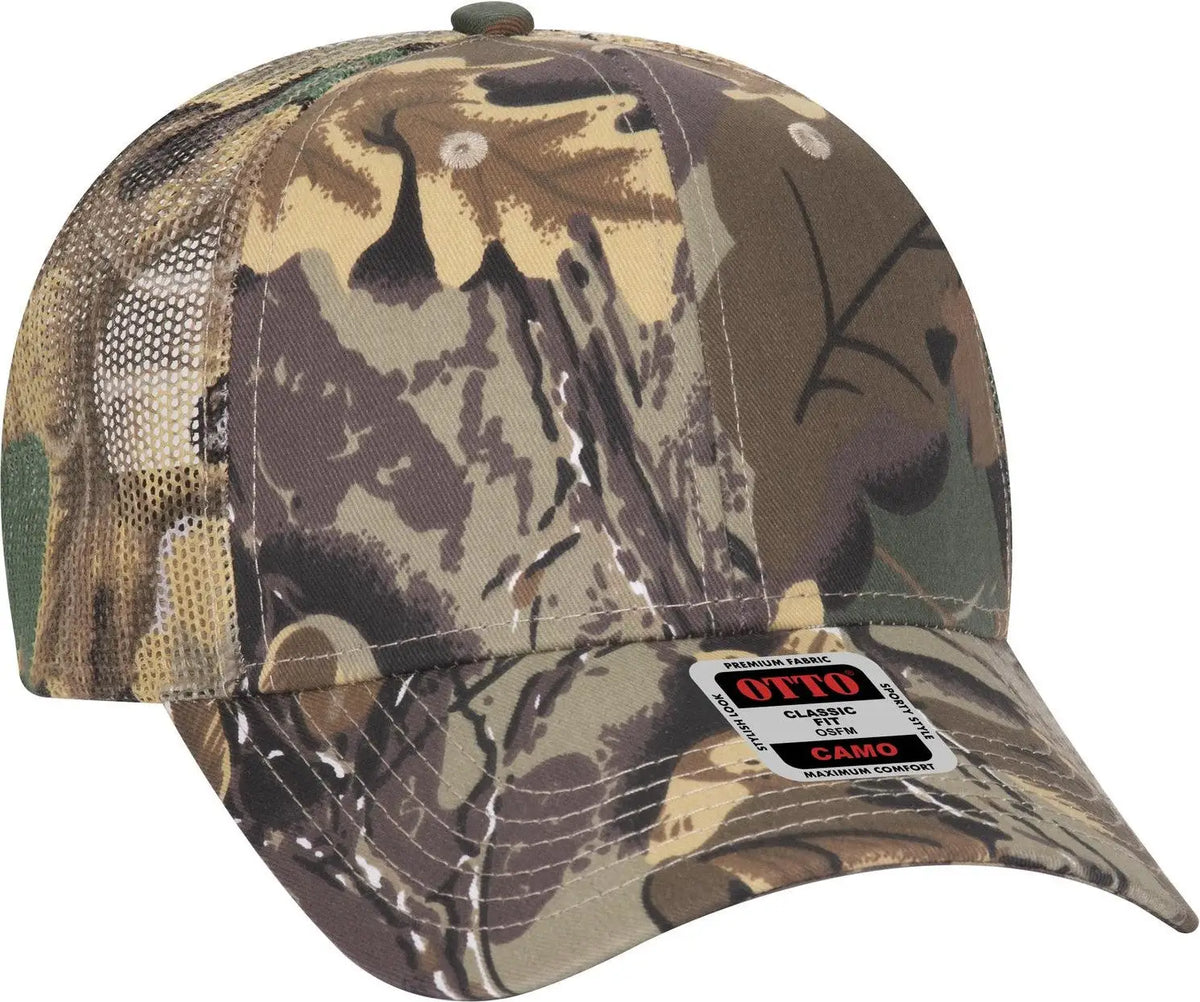 Otto 105-751 Camouflage 6 Panel Low Profile Mesh Back Trucker Cap - Kha/brn/lt.ol.grn - 1/2’’ - 7 5/8’’