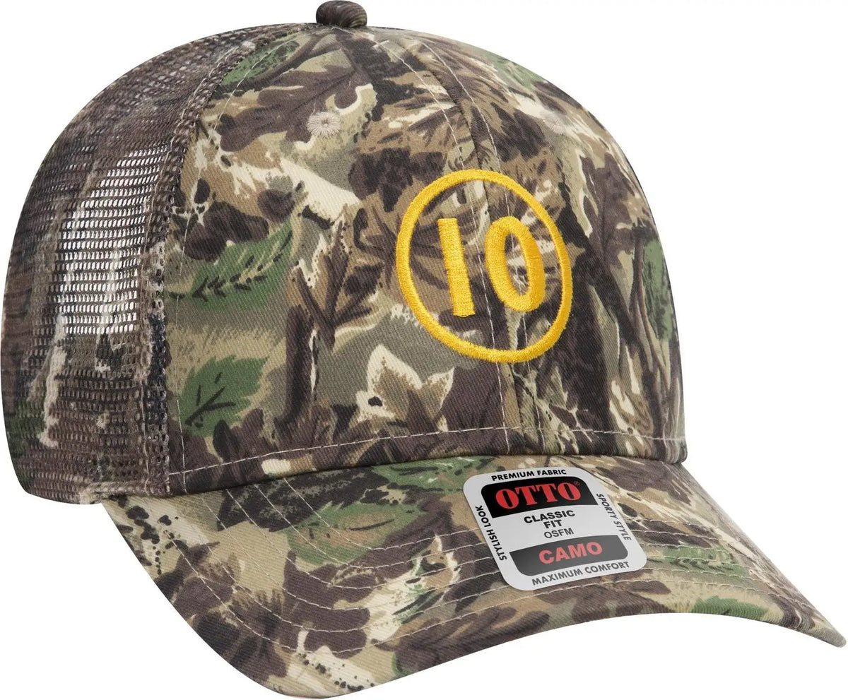 Otto 105-751 Camouflage 6 Panel Low Profile Mesh Back Trucker Cap - Lt.lod/brn/kly - 1/2’’ - 7 5/8’’