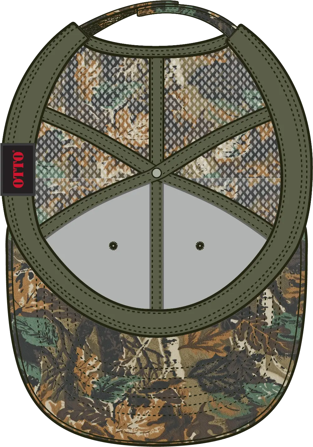 Otto 105-751 Camouflage 6 Panel Low Profile Mesh Back Trucker Cap - Lt.lod/brn/kly - 1/2’’ - 7 5/8’’