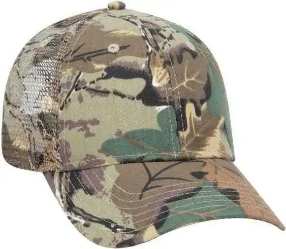 Otto 105-751 Camouflage 6 Panel Low Profile Mesh Back Trucker Cap - Khaki Brown Light Olive Green - one Size Fits Most