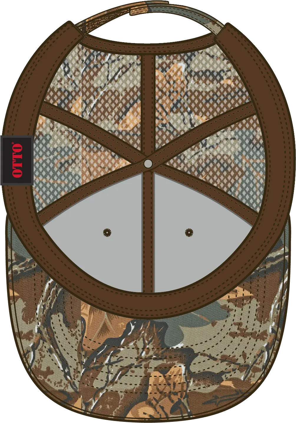 Otto 105-751 Camouflage 6 Panel Low Profile Mesh Back Trucker Cap - Kha/brn/lt.ol.grn - 1/2’’ - 7 5/8’’