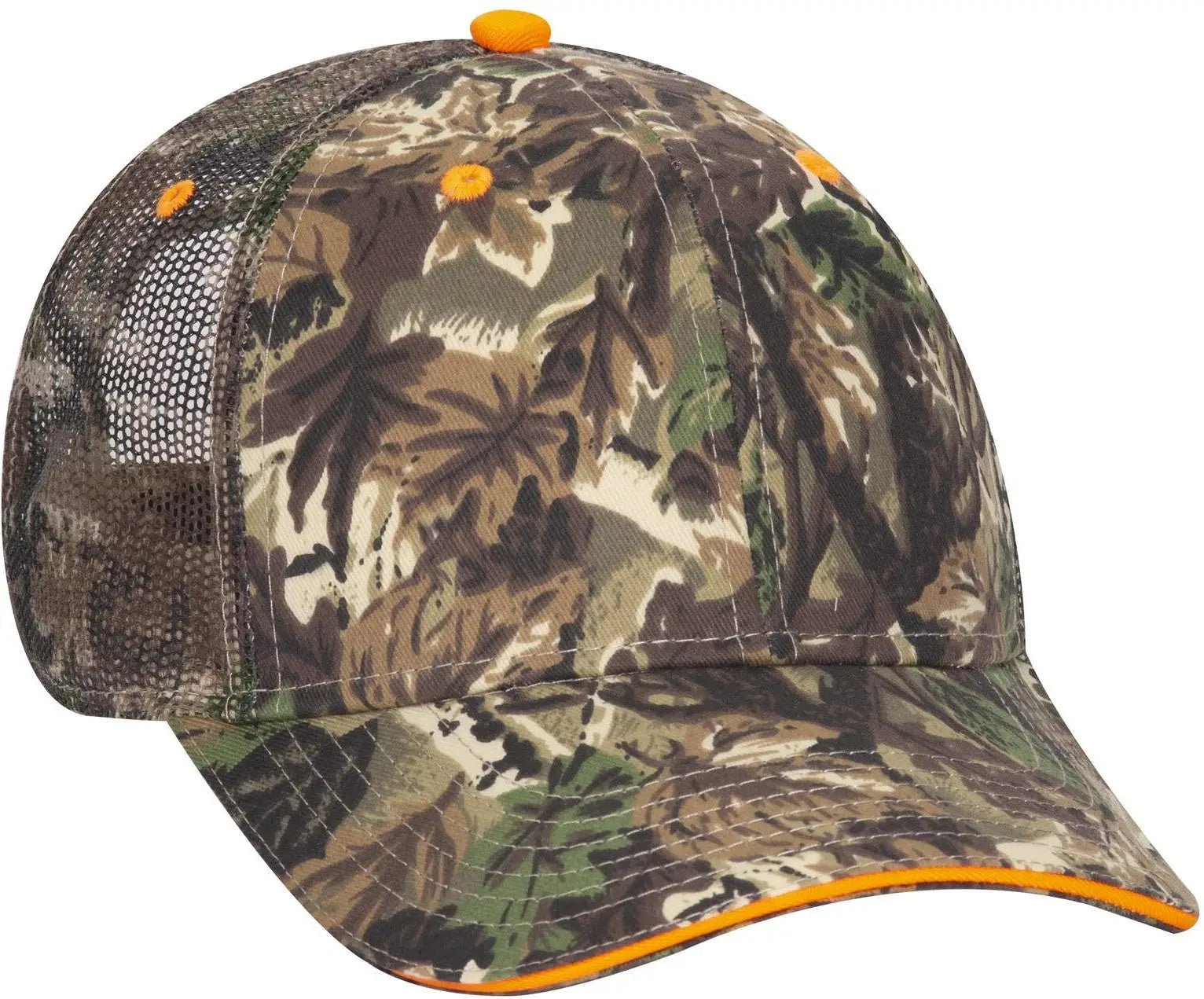 Otto 106-752 Camouflage 6 Panel Low Profile Mesh Back Trucker Cap - Lt.lod/brn/kly - 1/2’’ - 7 5/8’’