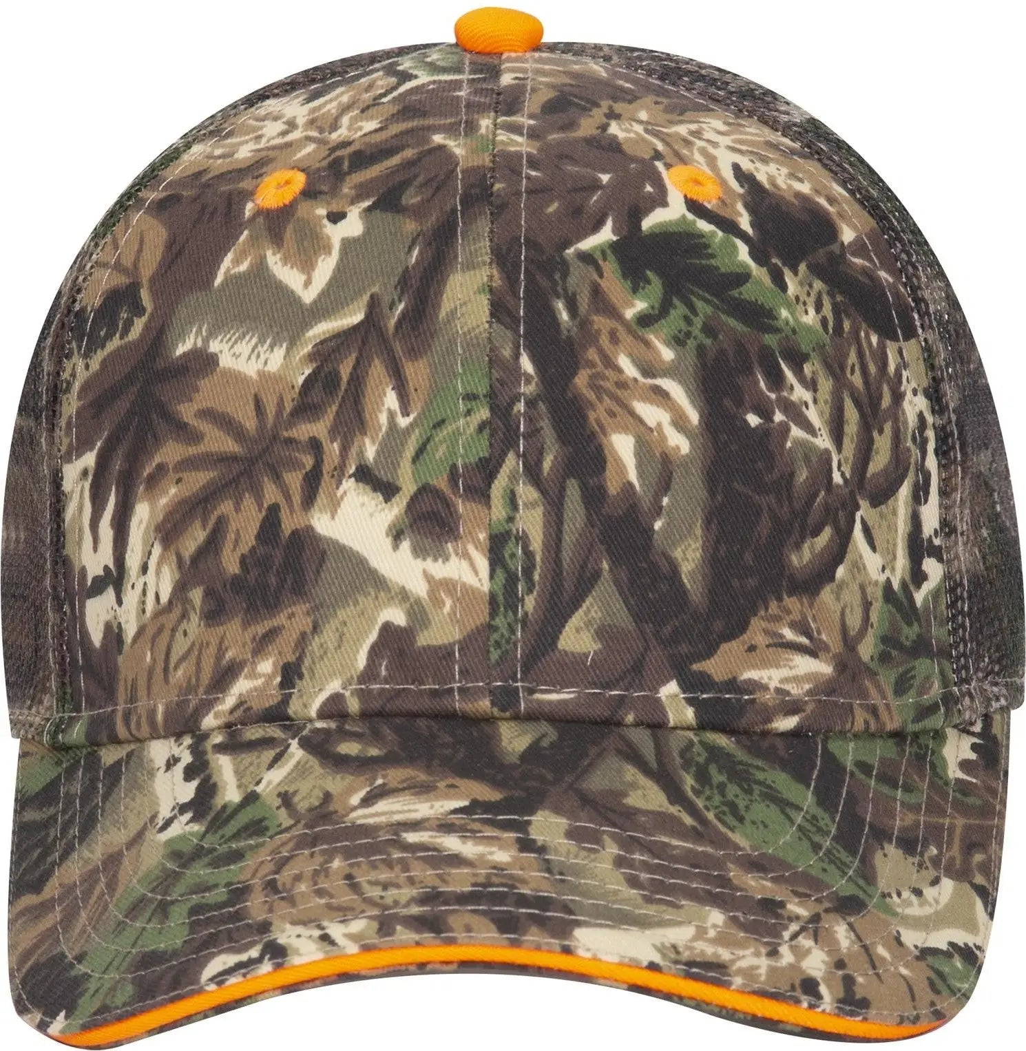 Otto 106-752 Camouflage 6 Panel Low Profile Mesh Back Trucker Cap - Lt.lod/brn/kly - 1/2’’ - 7 5/8’’