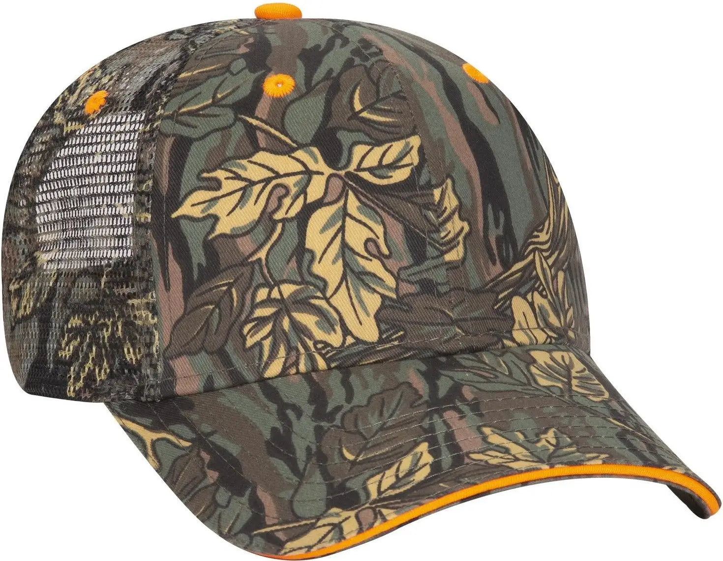 Otto 106-752 Camouflage 6 Panel Low Profile Mesh Back Trucker Cap - Dk.grn/kha/brn - 1/2’’ - 7 5/8’’