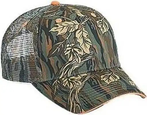 Otto 106-752 Camouflage 6 Panel Low Profile Mesh Back Trucker Cap - Dark Green Khaki Brown - Forest / one Size Fits Most
