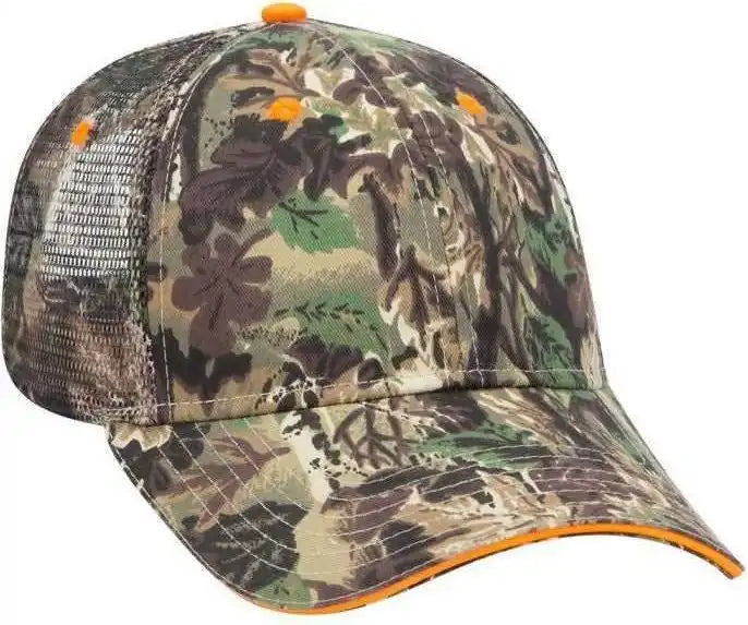 Otto 106 752 Camouflage 6 Panel Low Profile Mesh Back Trucker Cap Light Loden Brown Kelly Olive / one Size Fits Most
