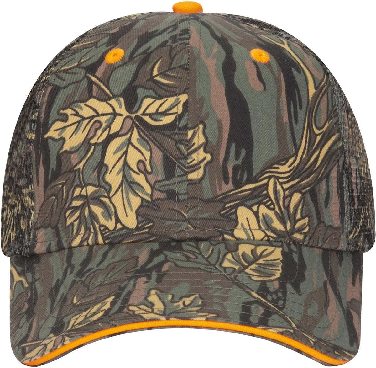 Otto 106-752 Camouflage 6 Panel Low Profile Mesh Back Trucker Cap - Dk.grn/kha/brn - 1/2’’ - 7 5/8’’
