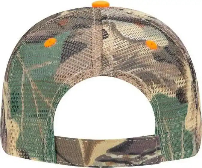 Otto 106-752 Camouflage 6 Panel Low Profile Mesh Back Trucker Cap - Khaki Brown Light Olive Green - one Size Fits Most