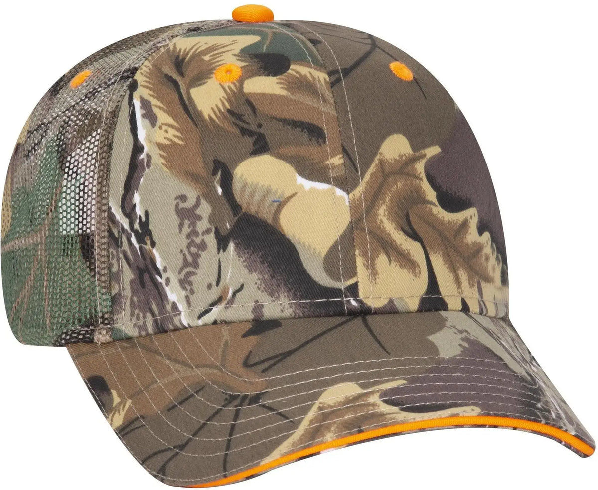 Otto 106-752 Camouflage 6 Panel Low Profile Mesh Back Trucker Cap - Kha/brn/lt.ol.grn - 1/2’’ - 7 5/8’’