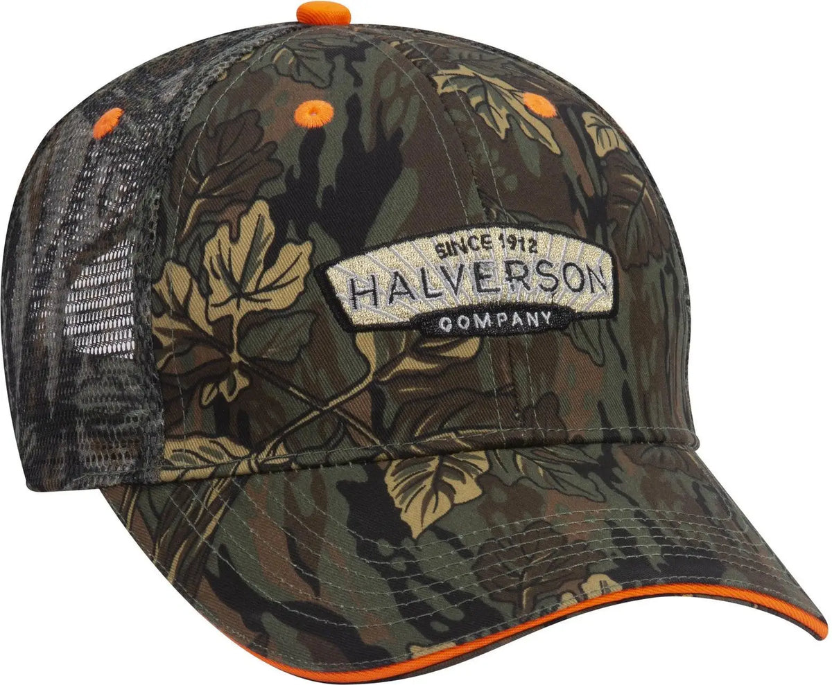 Otto 106-752 Camouflage 6 Panel Low Profile Mesh Back Trucker Cap - Kha/brn/lt.ol.grn - 1/2’’ - 7 5/8’’