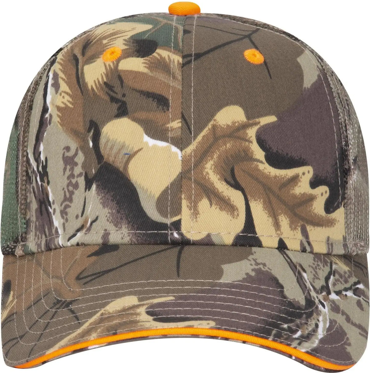 Otto 106-752 Camouflage 6 Panel Low Profile Mesh Back Trucker Cap - Kha/brn/lt.ol.grn - 1/2’’ - 7 5/8’’