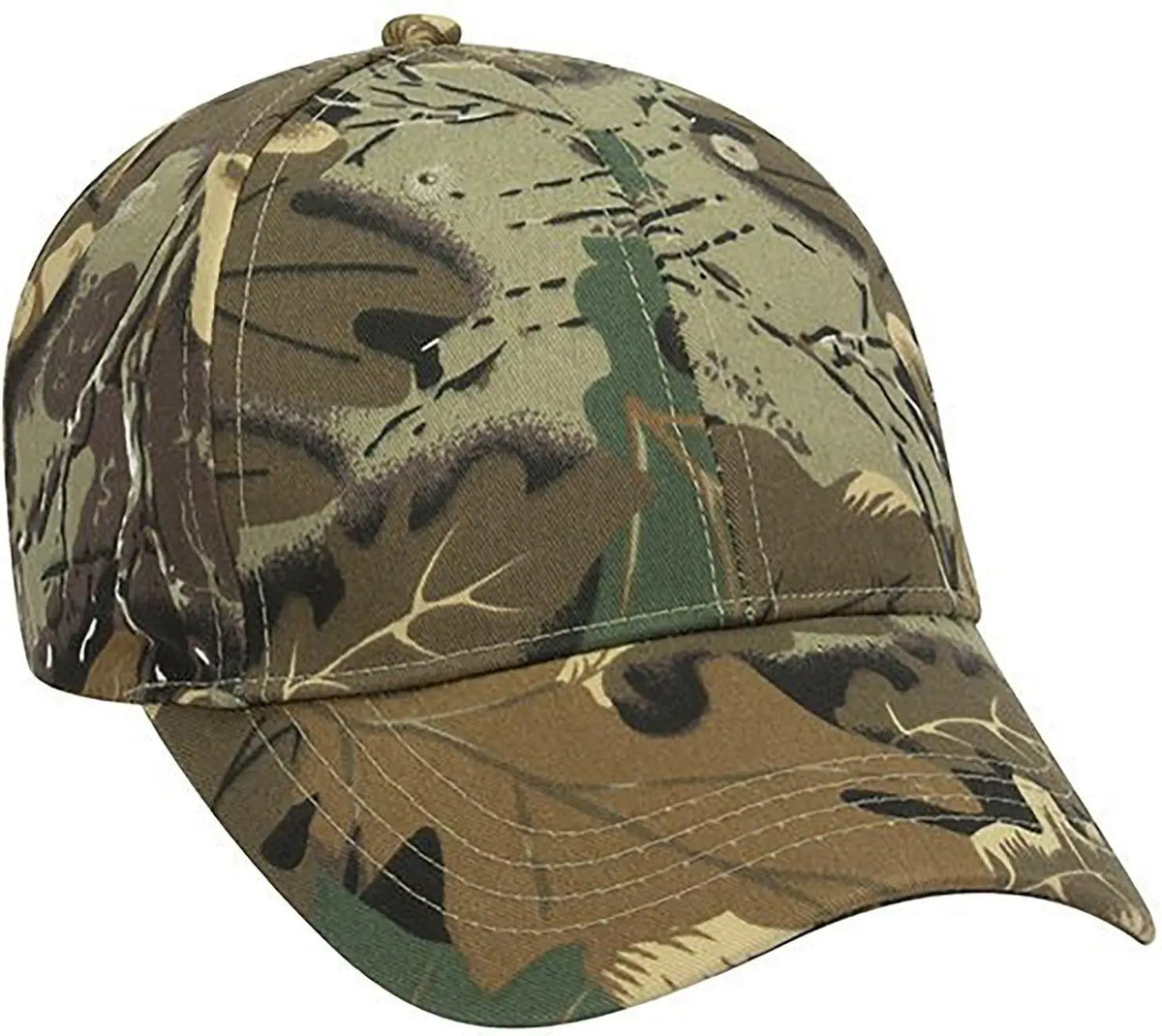 Otto 108-757 Camouflage Young Adult 6 Panel Low Profile Baseball Cap - Kha/brn/lt.ol.grn - 6’’ - 7 1/8’’
