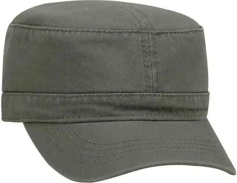 Otto 109-791 Superior Garment Washed Cotton Twill Military Style Cap with Adjustable Hook and Loop - Dark Brown