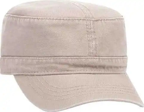 Otto 109-791 Superior Garment Washed Cotton Twill Military Style Cap with Adjustable Hook and Loop - Khaki - one Size