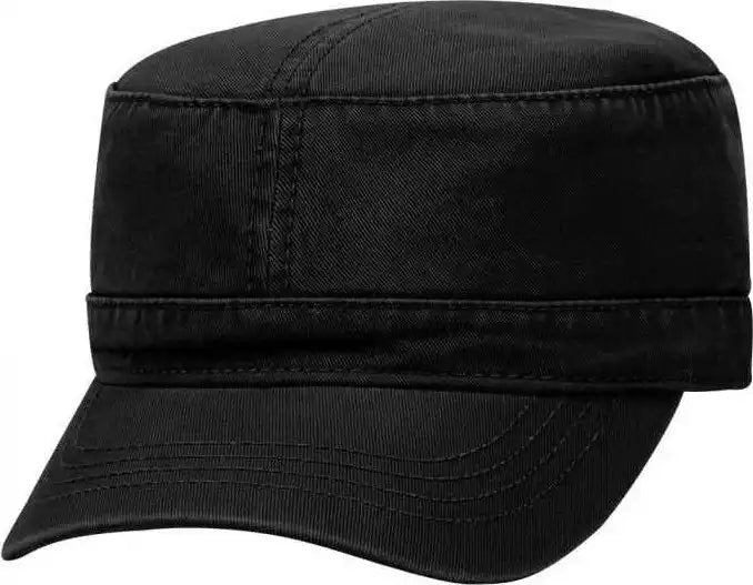 Otto 109-791 Superior Garment Washed Cotton Twill Military Style Cap with Adjustable Hook and Loop - Black - one Size