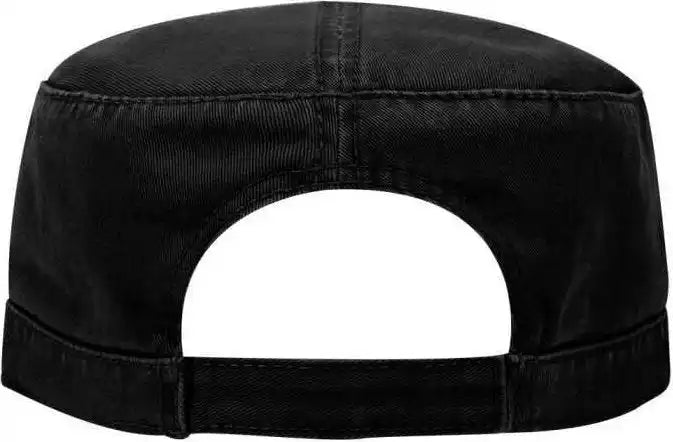 Otto 109-791 Superior Garment Washed Cotton Twill Military Style Cap with Adjustable Hook and Loop - Black - one Size