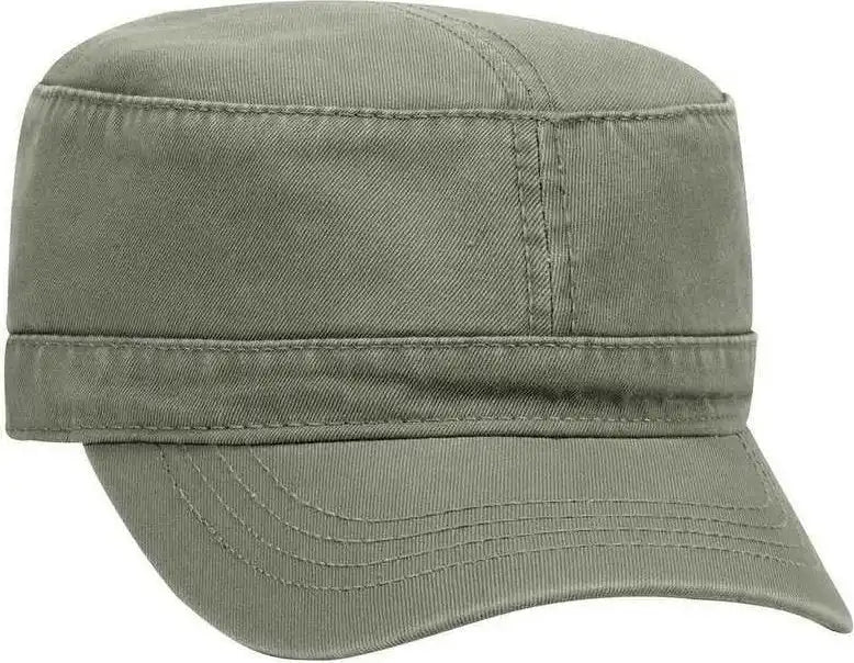 Otto 109-791 Superior Garment Washed Cotton Twill Military Style Cap with Adjustable Hook and Loop - Olive Green