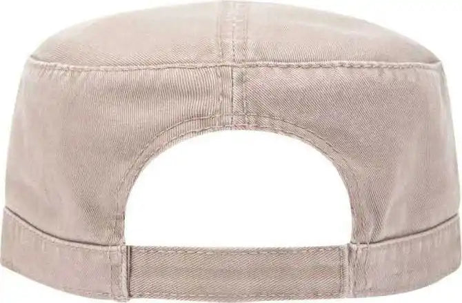 Otto 109-791 Superior Garment Washed Cotton Twill Military Style Cap with Adjustable Hook and Loop - Khaki - one Size