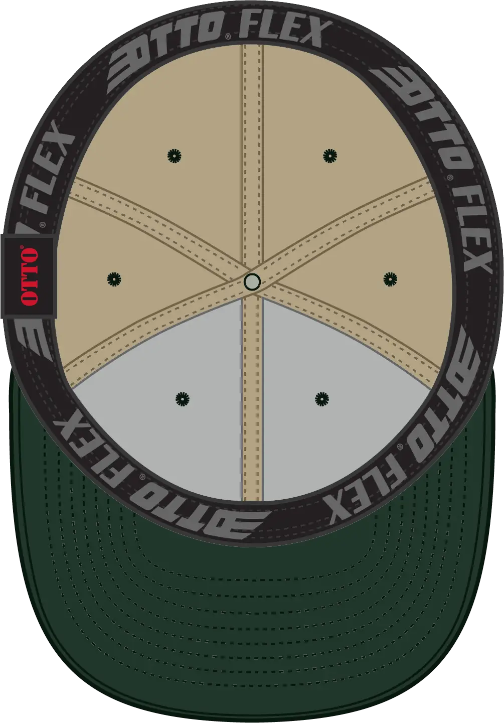 Otto 11-018 ?Otto Flex’ Fitted 6 Panel Low Profile Baseball Cap - Dk.grn/kha - 7’’ - 7 1/4’’