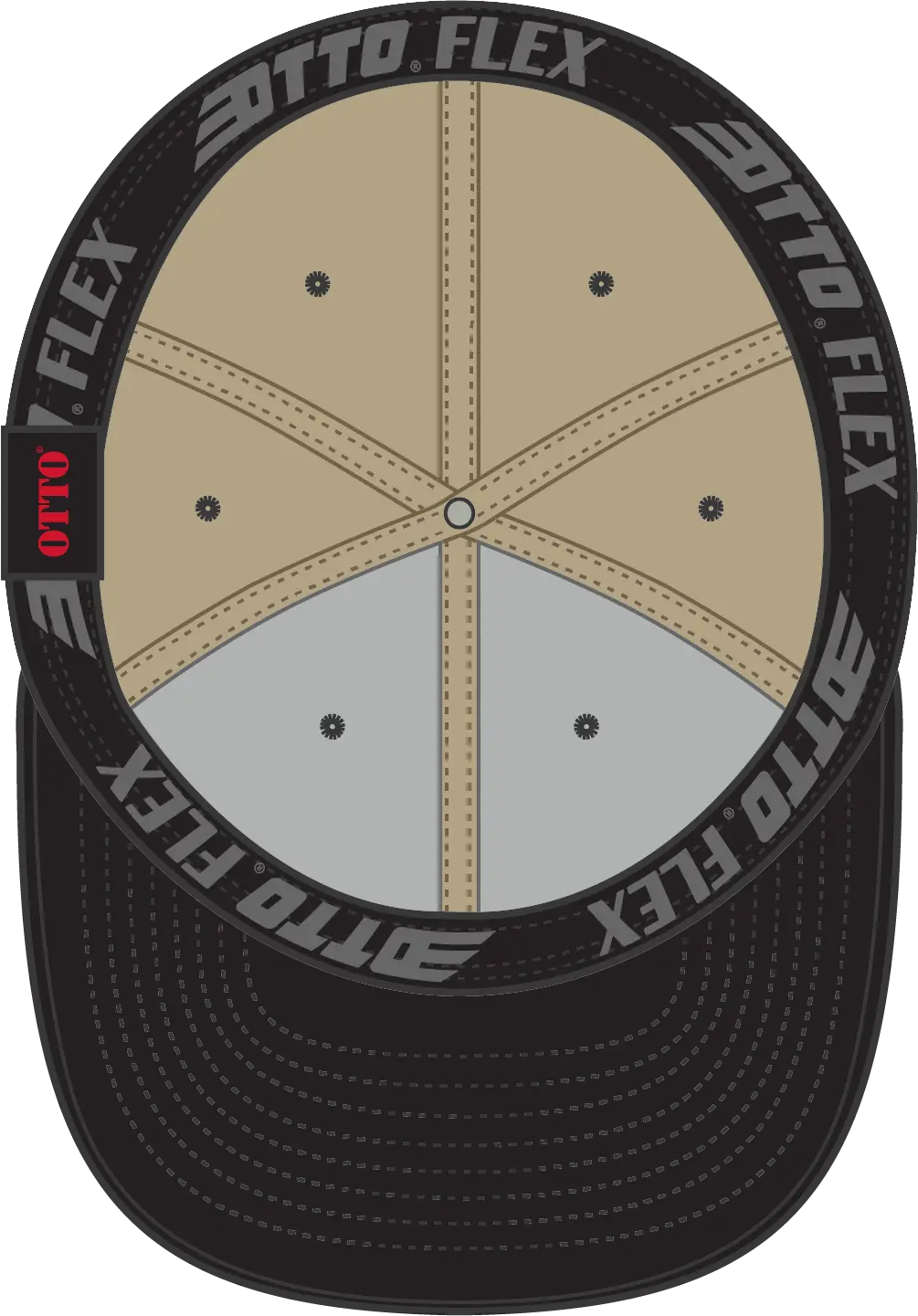 Otto 11-018 ?Otto Flex’ Fitted 6 Panel Low Profile Baseball Cap - Blk/kha - 7’’ - 7 1/4’’