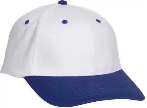 Otto 11-018 Stretchable Deluxe Brushed Cotton Twill 6 Panel Low Profile Pro Style Cap - Royal White - S/m
