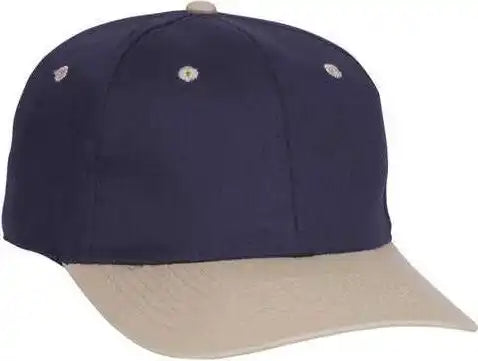 Otto 11-018 Stretchable Deluxe Brushed Cotton Twill 6 Panel Low Profile Pro Style Cap - Khaki Navy - S/m