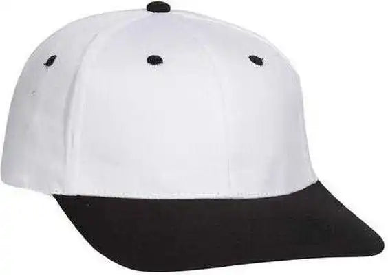 Otto 11-018 Stretchable Deluxe Brushed Cotton Twill 6 Panel Low Profile Pro Style Cap - Black White - S/m