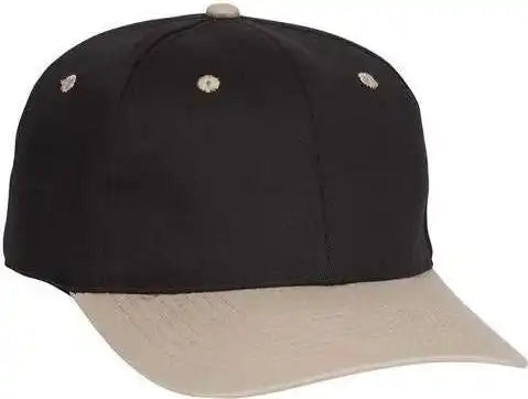 Otto 11-018 Stretchable Deluxe Brushed Cotton Twill 6 Panel Low Profile Pro Style Cap - Khaki Black - S/m