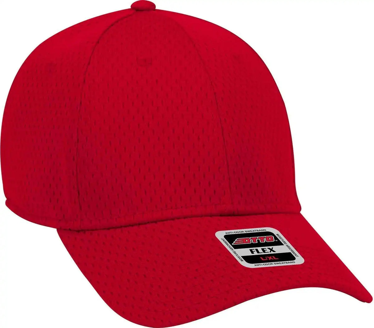 Otto 11-1168 Stretchable Polyester Pro Mesh Flex 6 Panel Low Profile Baseball Cap - Red - S/m
