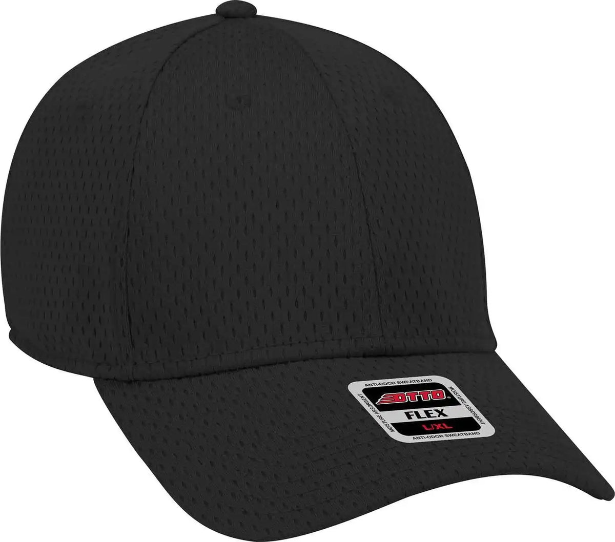 Otto 11 1168 Stretchable Polyester Pro Mesh Flex 6 Panel Low Profile Baseball Cap Black / S/m
