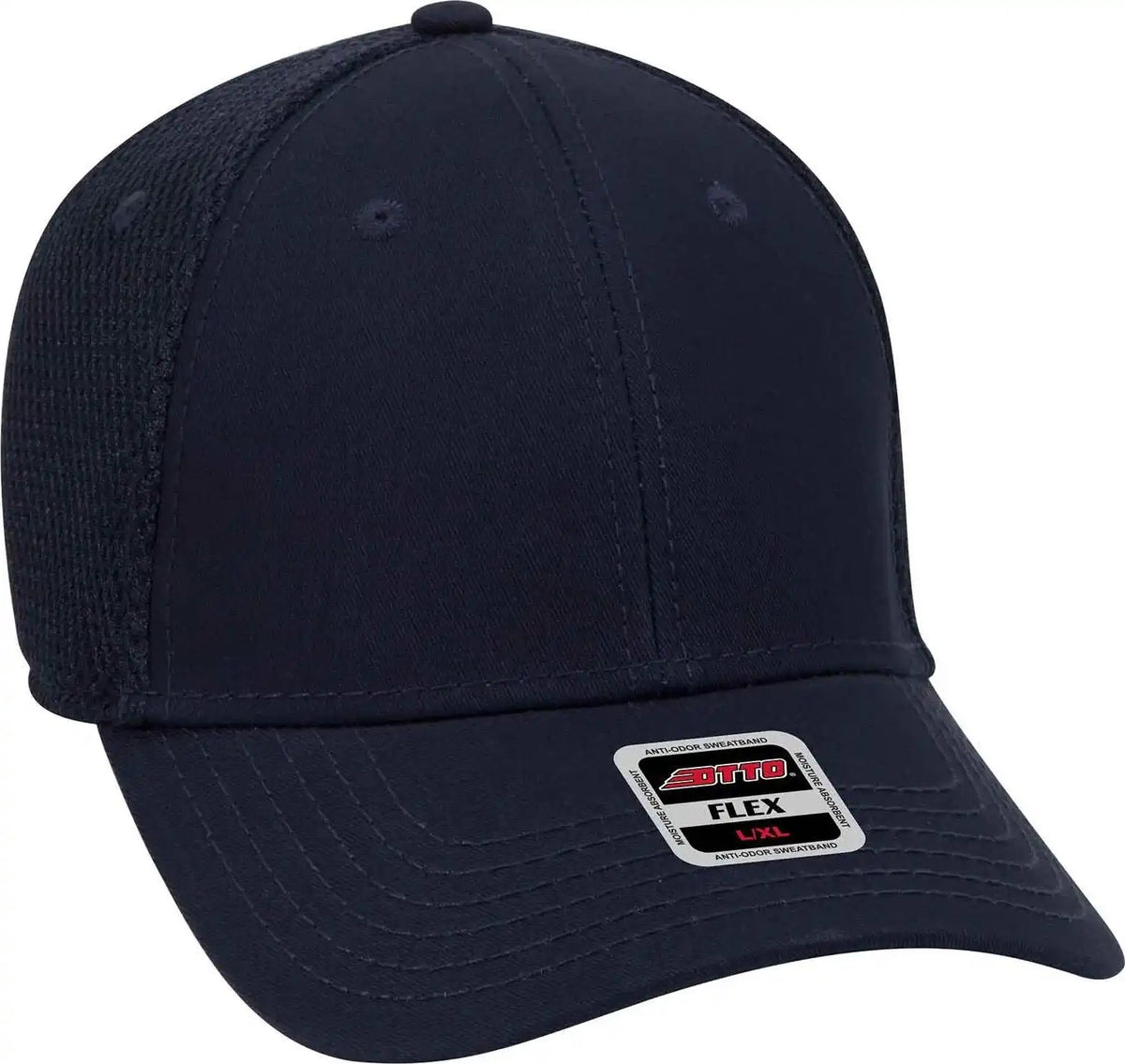 Otto 11 1169 Cotton Twill W/ Stretchable Polyester Air Mesh Back Flex 6 Panel Low Profile Baseball Cap Navy / S/m