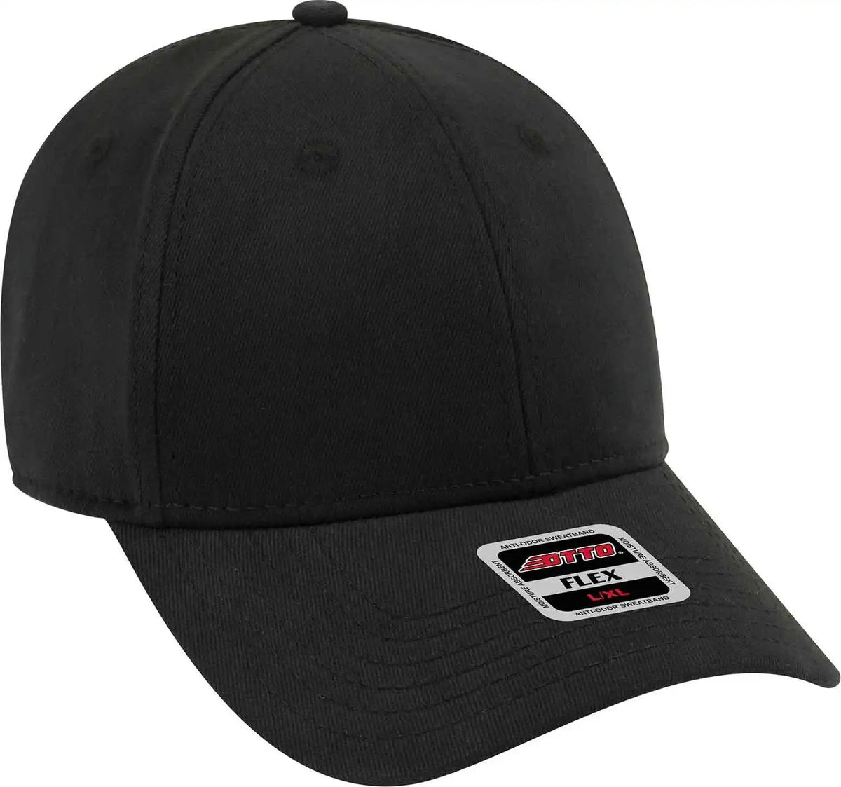 Otto 11-1204 Brushed Stretchable Bull Denim Flex 6 Panel Low Profile Baseball Cap - Black - S/m