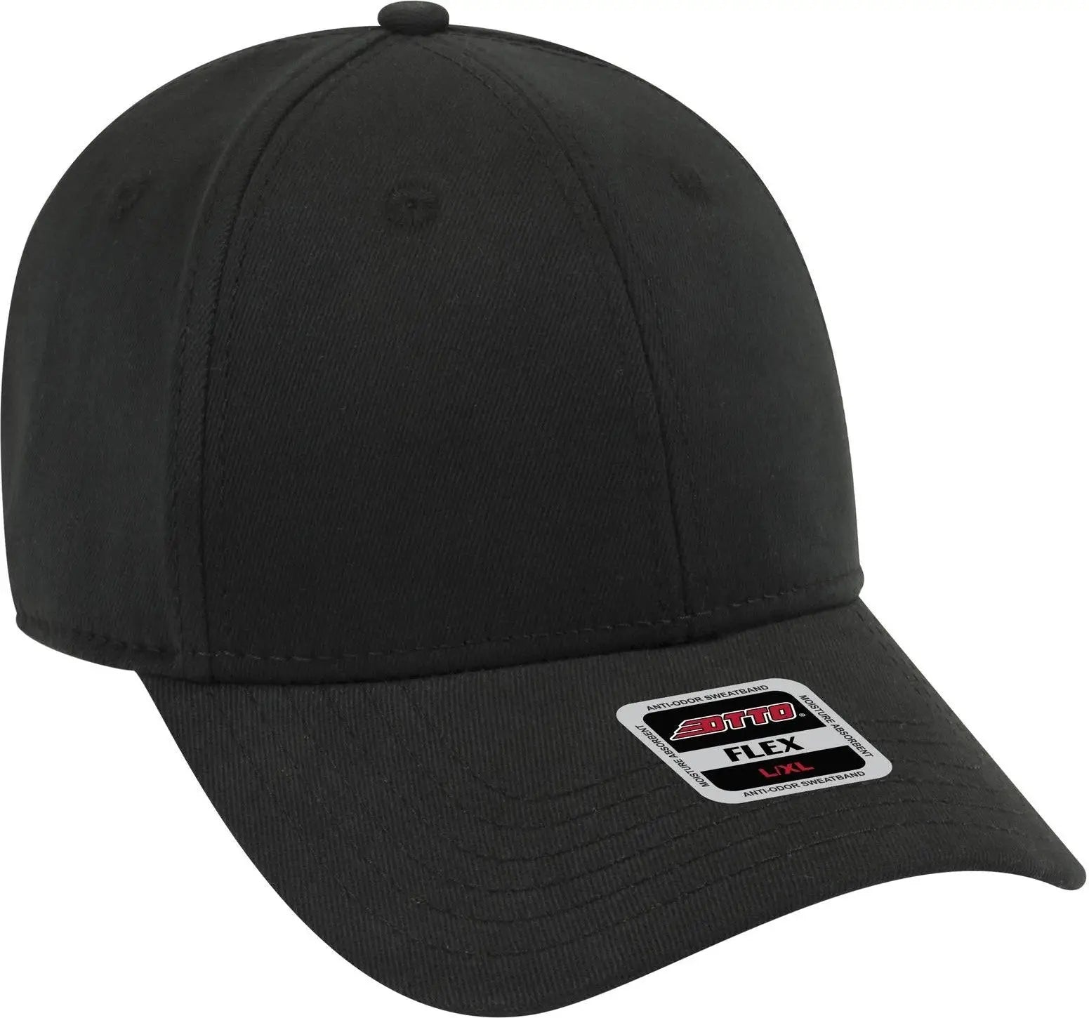 Otto 11-1204 ?Otto Flex’ Fitted 6 Panel Low Profile Baseball Cap - Black