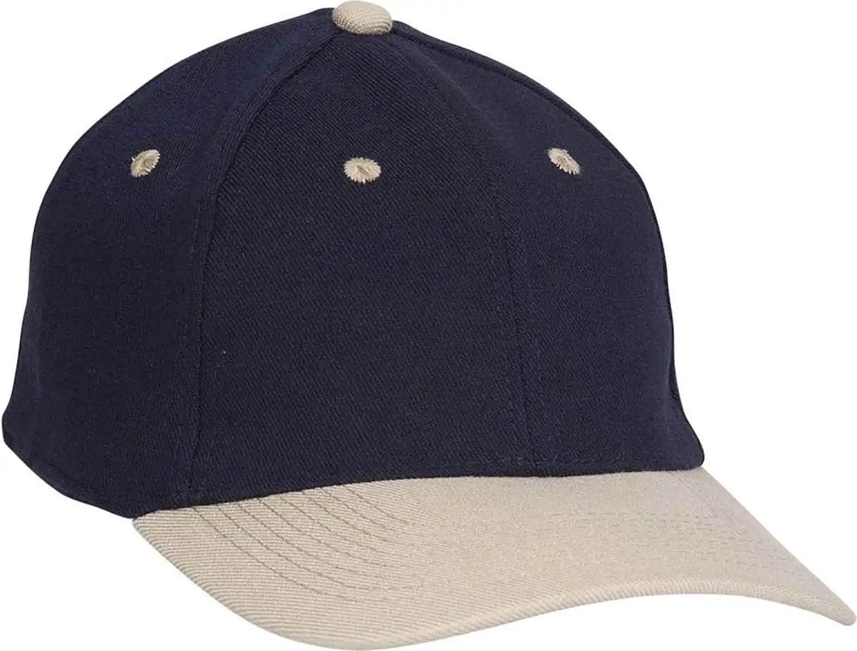 Otto 11-194 Stretchable Wool Blend Low Profile Pro Style Cap - Khaki Navy - S/m