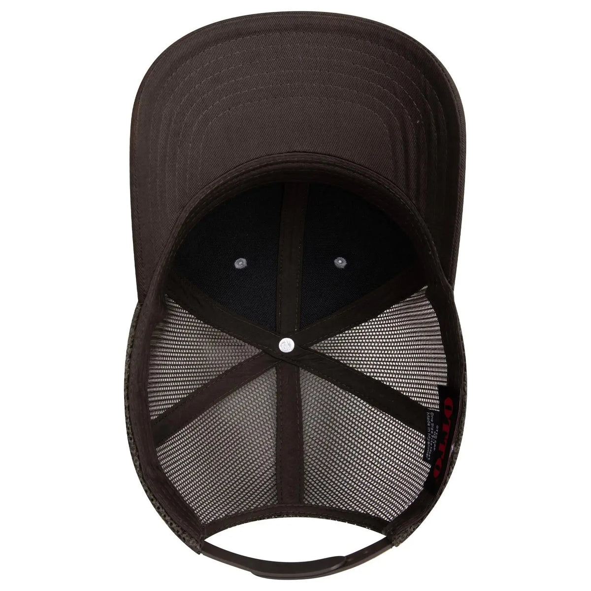 Otto 112-1 6 Panel Mid Profile Mesh Back Trucker Cap - Dk.ol.grn/gry/dk.ol.grn - 7 3/8’’ - 5/8’’