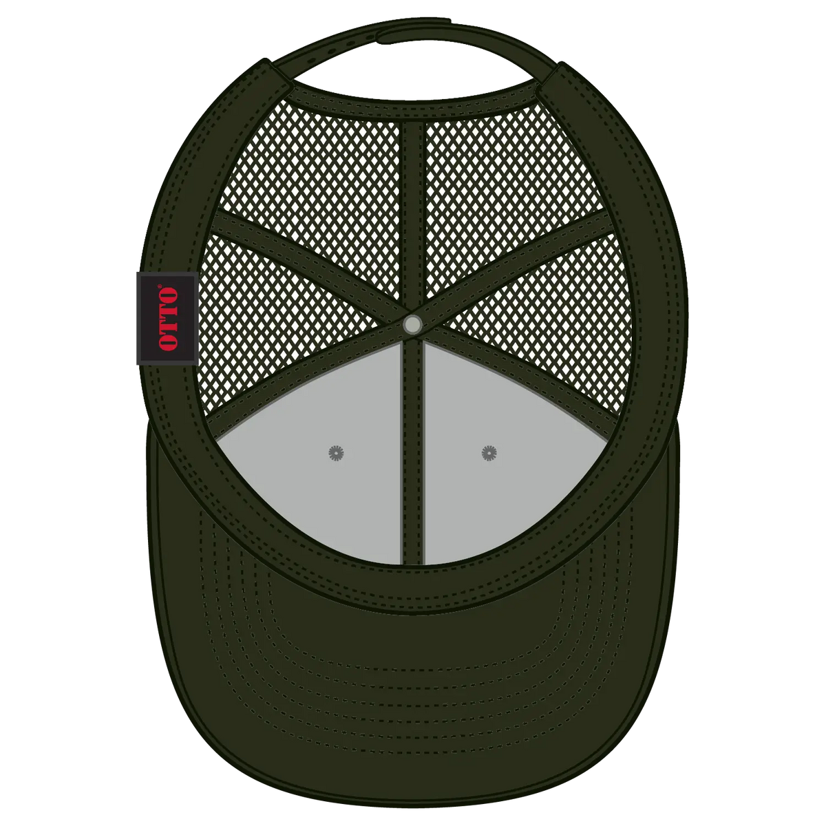 Otto 112-1 6 Panel Mid Profile Mesh Back Trucker Cap - Dk.ol.grn/gry/dk.ol.grn - 7 3/8’’ - 5/8’’
